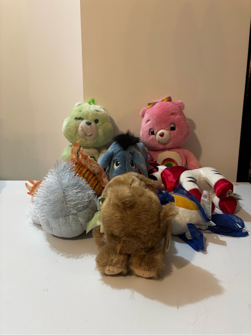 Lot Of 8 Stuffed Animals - Webkinz, Care Bears, TY Cat, Eeyore GUC